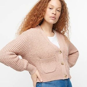 Cropped patch-pocket beach cardigan sweater